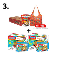 Merchandise Bundle Indomie Cup Noodles + 2 Boxes of Indomie (2 x 30 Packs) - FREE INDOMIE ORANGE FOLDABLE BAG