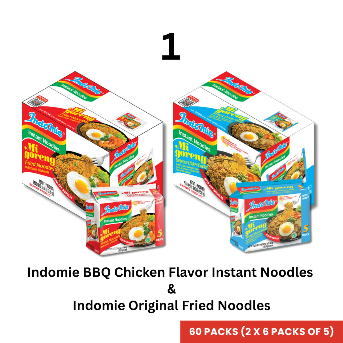 Customized Bundle Indomie Mi Goreng BBQ Chicken Flavor Instant Noodles - 30 Packs